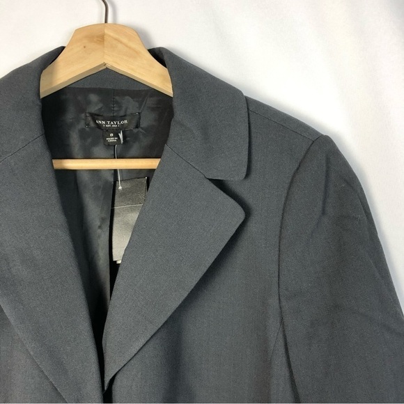 Ann Taylor Charcoal Gray Two Button 3/4 Long Sleeve Blazer 8 - Picture 3 of 4